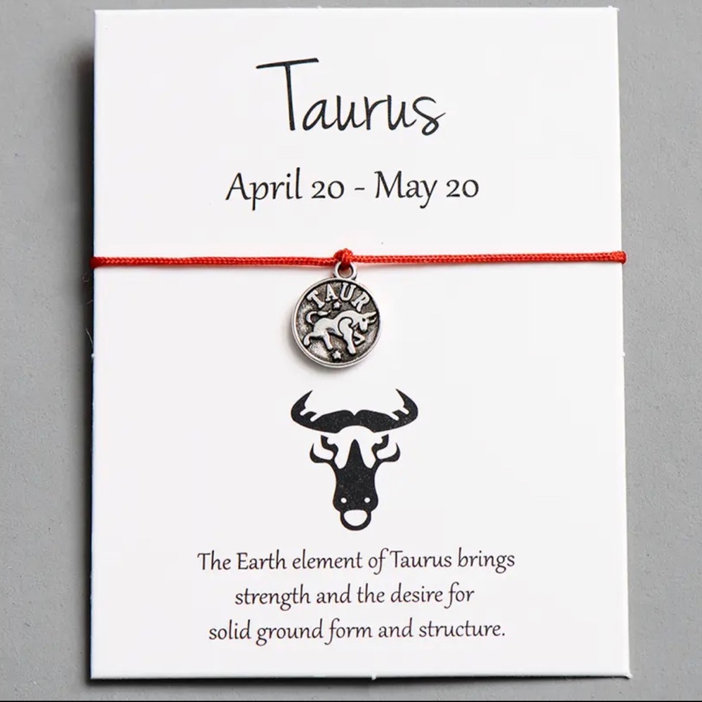 Bracelet Taurus Astrology Zodiac Sign red string Wish Card Jewelry (anklet)